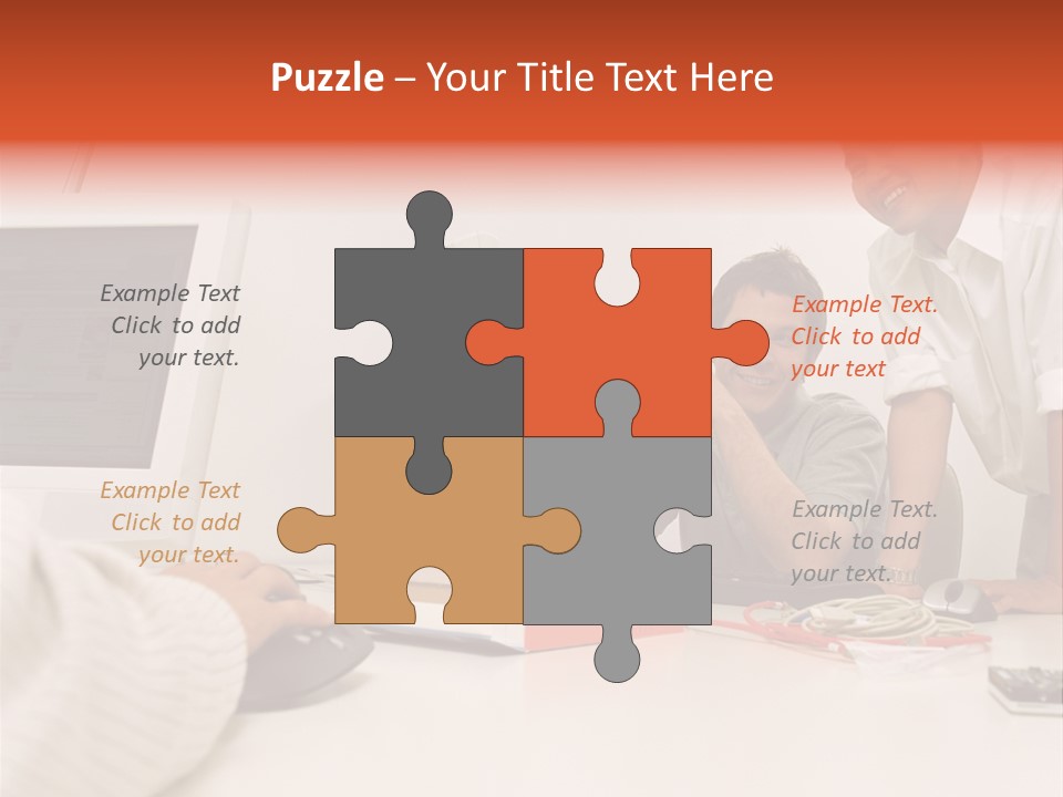 Smiling Colleague Working PowerPoint Template