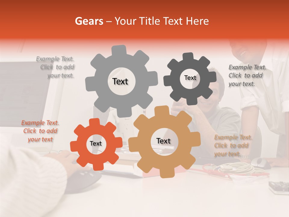 Smiling Colleague Working PowerPoint Template