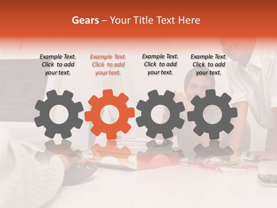 Smiling Colleague Working PowerPoint Template