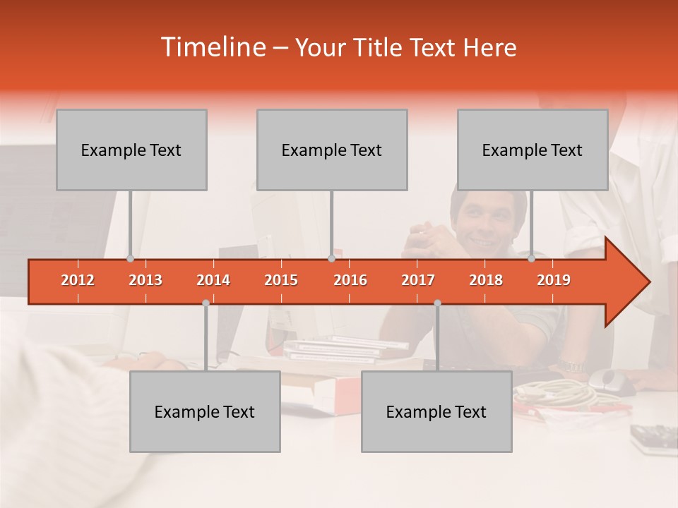 Smiling Colleague Working PowerPoint Template