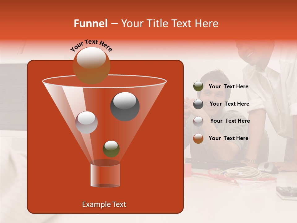 Smiling Colleague Working PowerPoint Template