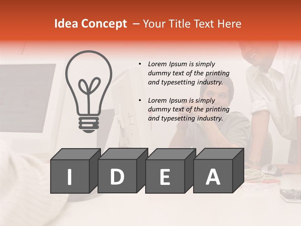 Smiling Colleague Working PowerPoint Template