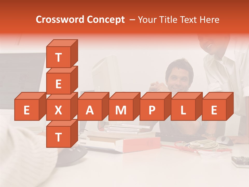 Smiling Colleague Working PowerPoint Template