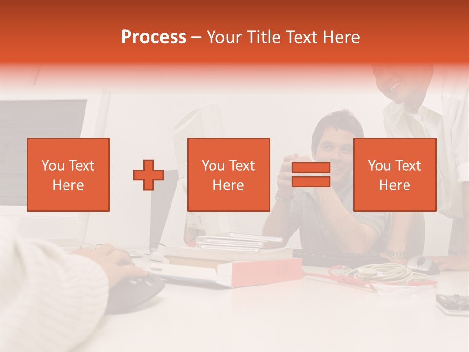 Smiling Colleague Working PowerPoint Template