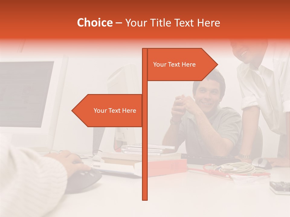Smiling Colleague Working PowerPoint Template