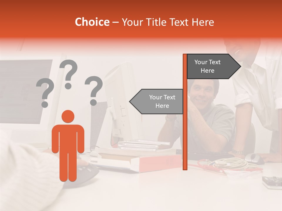 Smiling Colleague Working PowerPoint Template