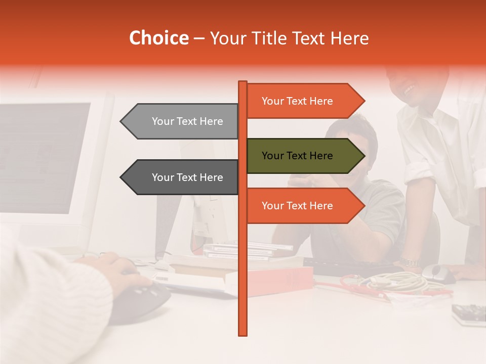 Smiling Colleague Working PowerPoint Template