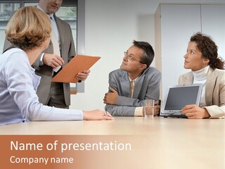 Stockphotographs Communicating Businesswoman PowerPoint Template
