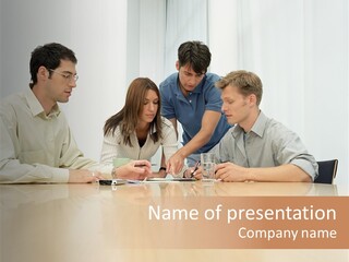 Office Workers In Meeting PowerPoint Template