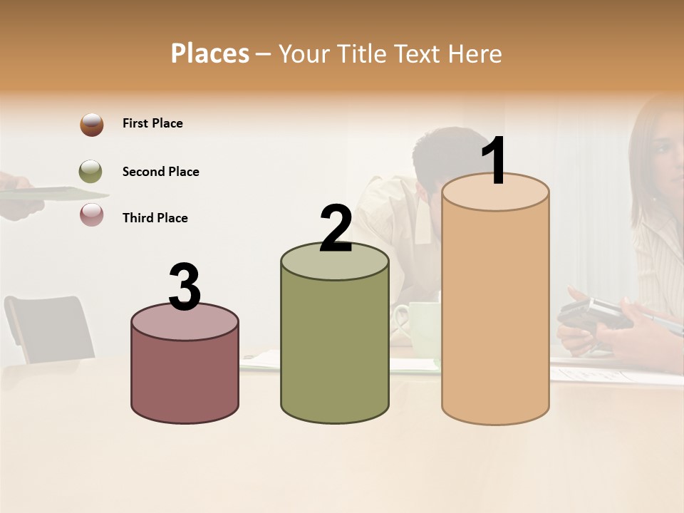 Office Workers Using Handheld Computer PowerPoint Template