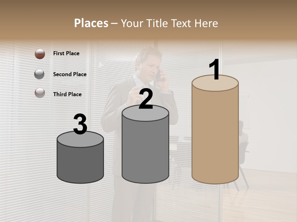 Businessman Using A Cellular Telephone PowerPoint Template