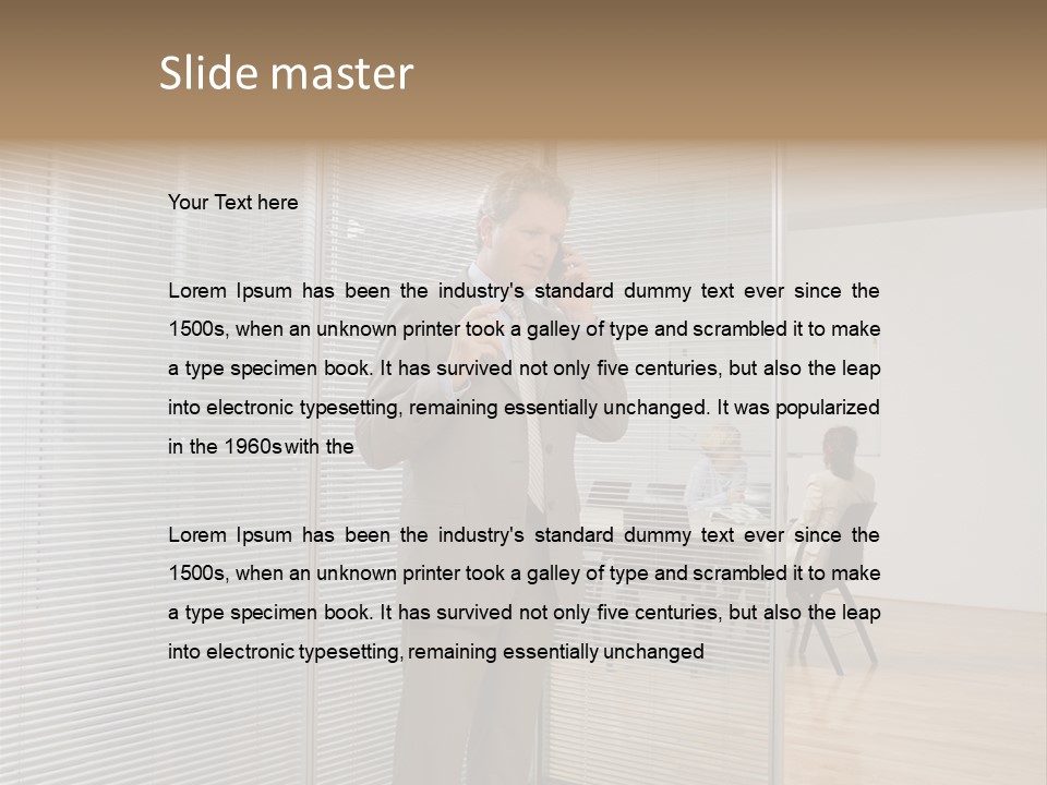 Businessman Using A Cellular Telephone PowerPoint Template