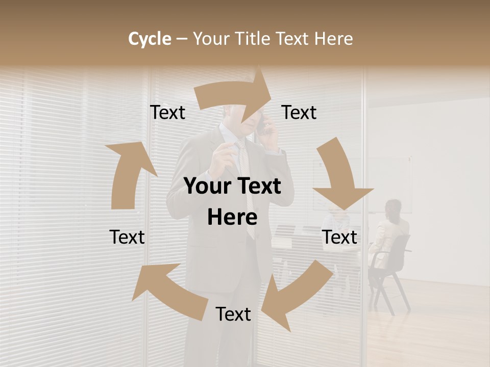 Businessman Using A Cellular Telephone PowerPoint Template