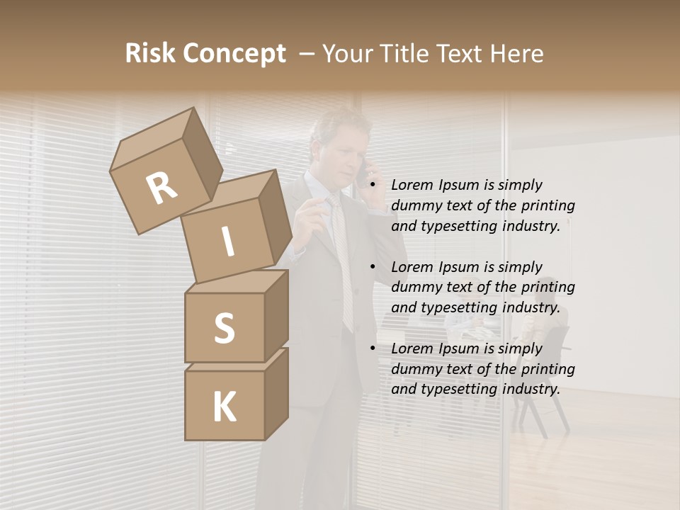 Businessman Using A Cellular Telephone PowerPoint Template