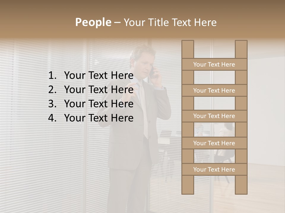 Businessman Using A Cellular Telephone PowerPoint Template