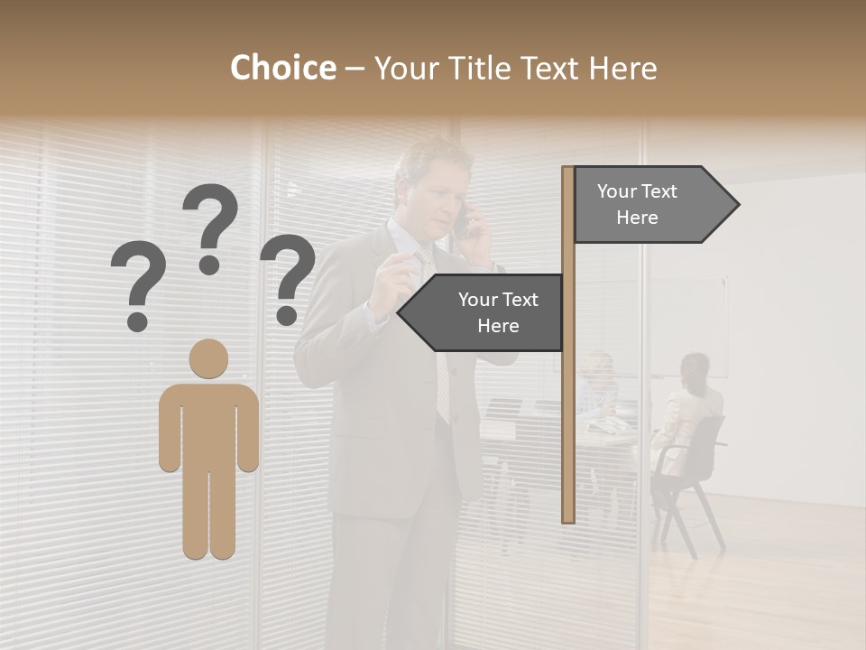 Businessman Using A Cellular Telephone PowerPoint Template