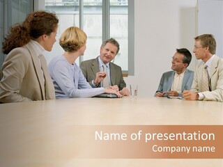 Office Workers In Meeting PowerPoint Template