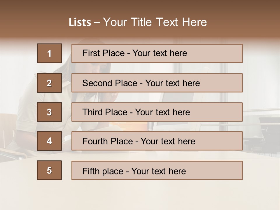 Businesswoman Reading PowerPoint Template