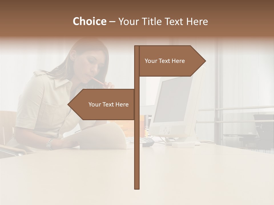 Businesswoman Reading PowerPoint Template