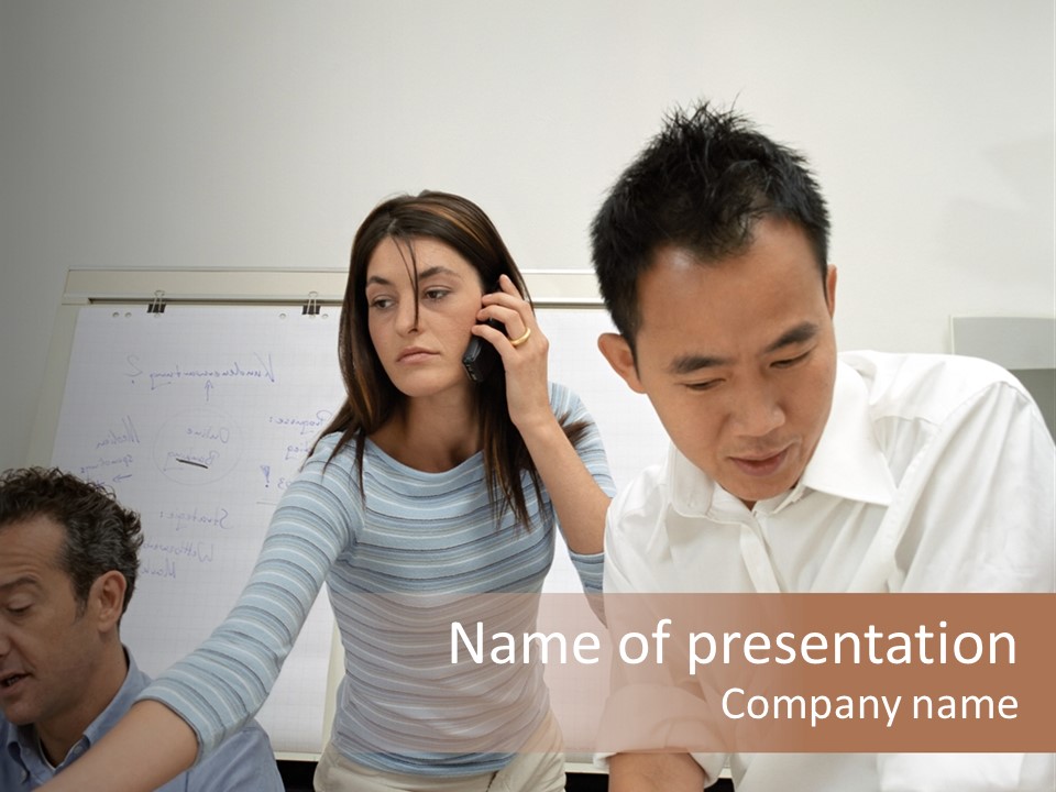 Three Office Workers PowerPoint Template