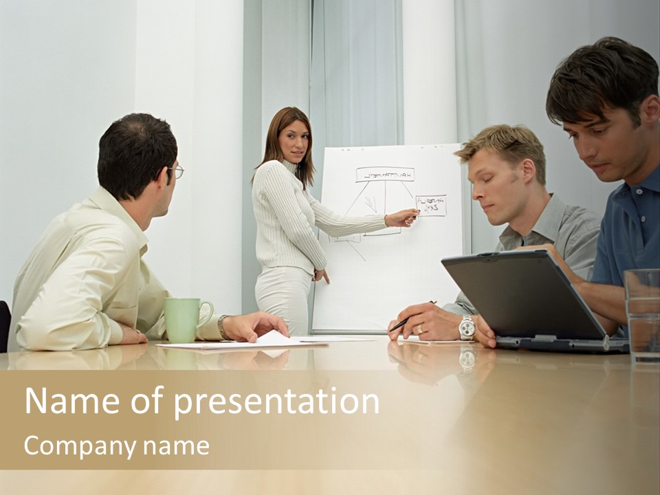 Office Workers In Meeting PowerPoint Template