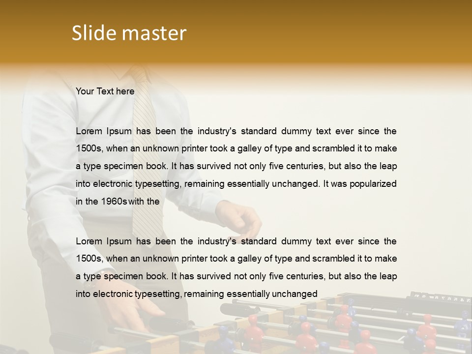 Businessman Playing Table Football PowerPoint Template
