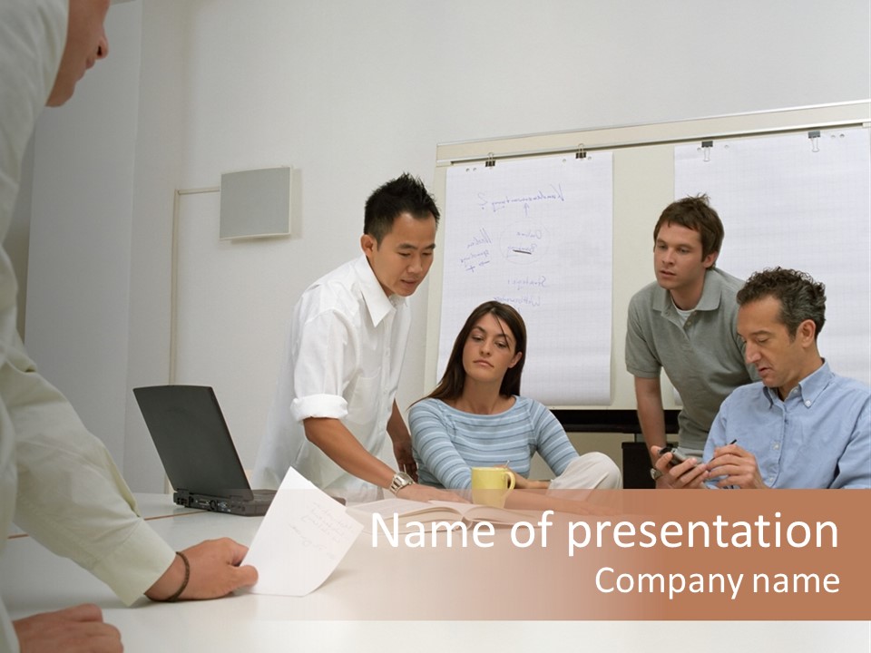 Office Workers In Meeting PowerPoint Template