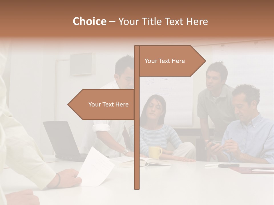 Office Workers In Meeting PowerPoint Template