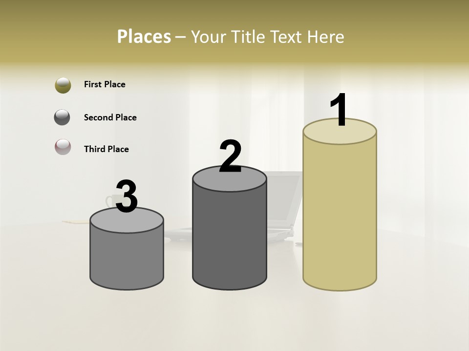 Laptop Computer On Desk PowerPoint Template