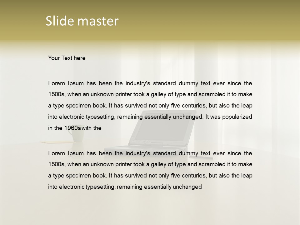 Laptop Computer On Desk PowerPoint Template