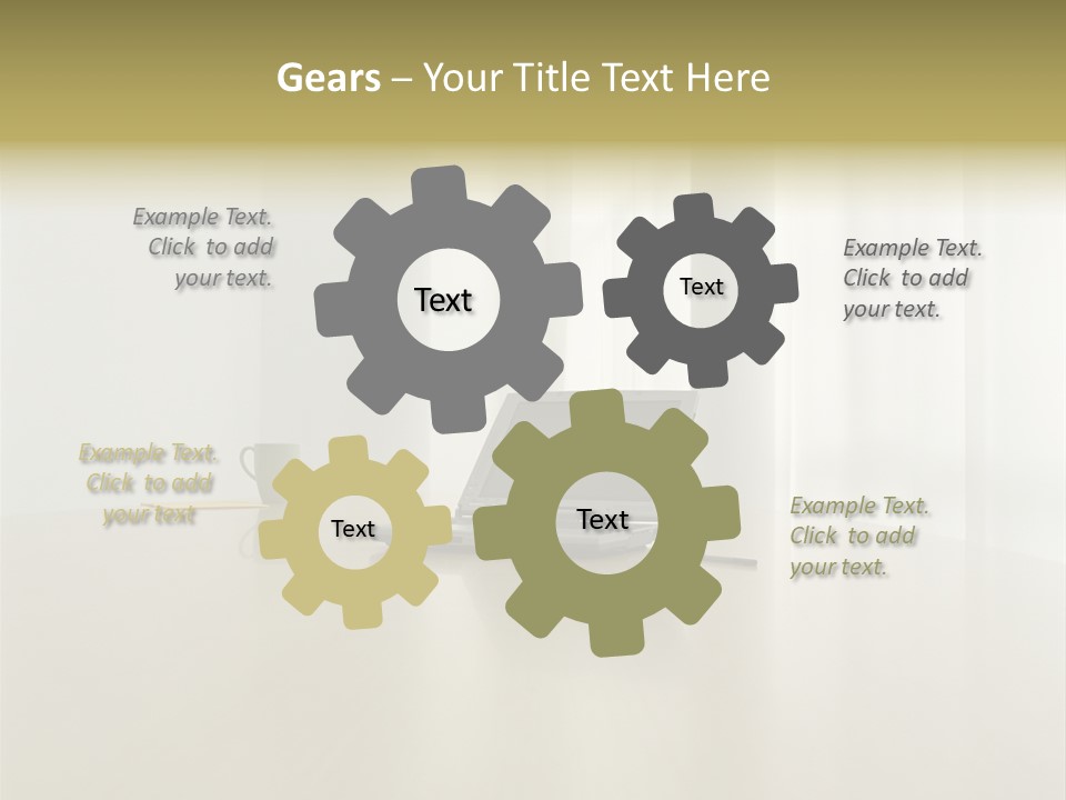 Laptop Computer On Desk PowerPoint Template