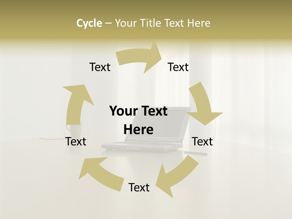 Laptop Computer On Desk PowerPoint Template