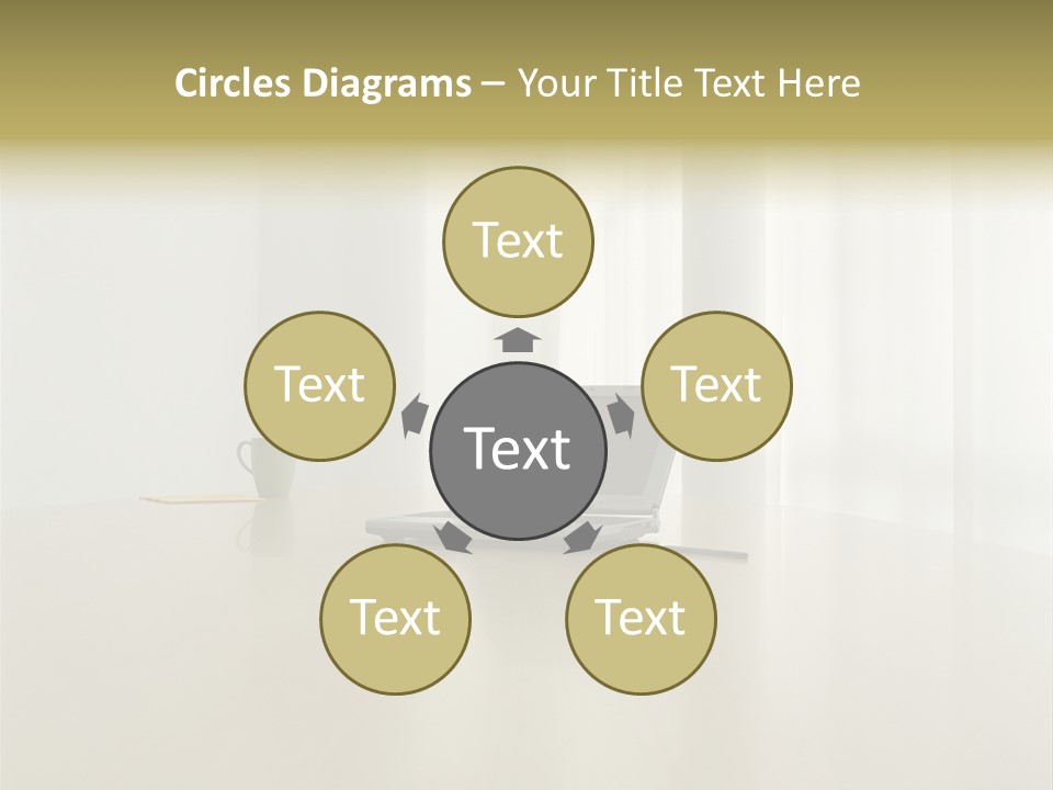 Laptop Computer On Desk PowerPoint Template
