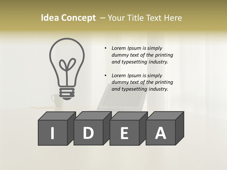 Laptop Computer On Desk PowerPoint Template