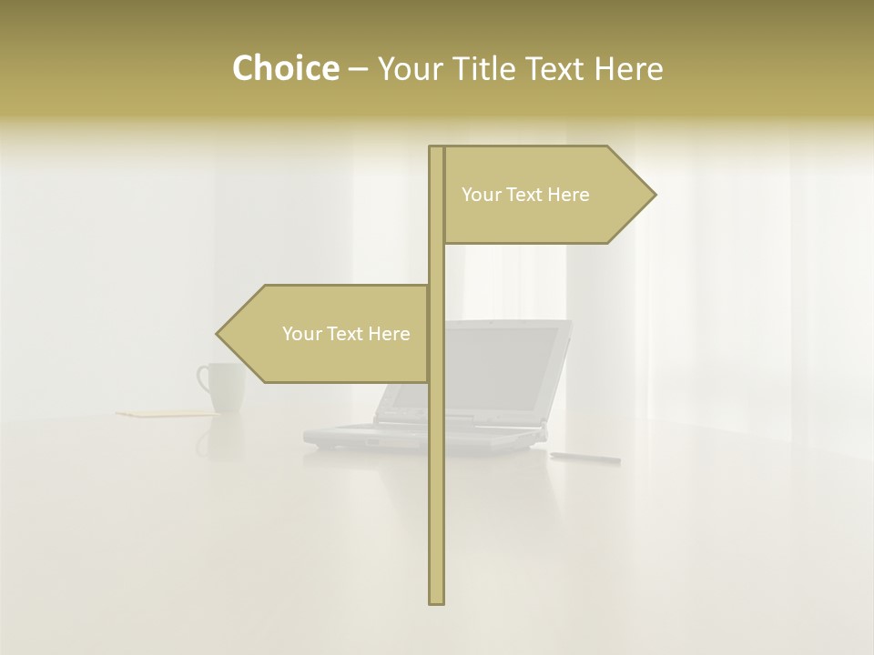 Laptop Computer On Desk PowerPoint Template