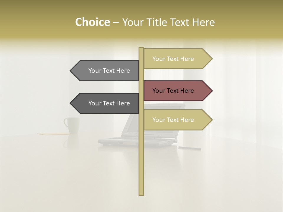 Laptop Computer On Desk PowerPoint Template