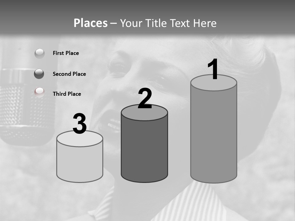 Girl Singing Black And White Photo PowerPoint Template