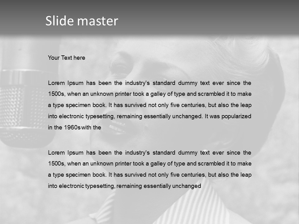 Girl Singing Black And White Photo PowerPoint Template