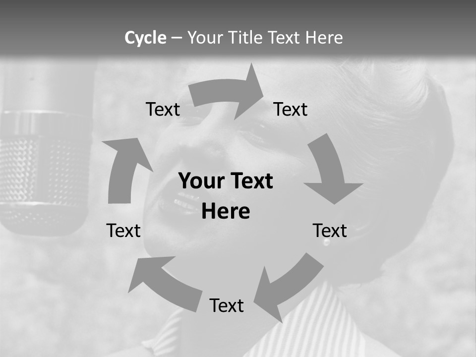 Girl Singing Black And White Photo PowerPoint Template