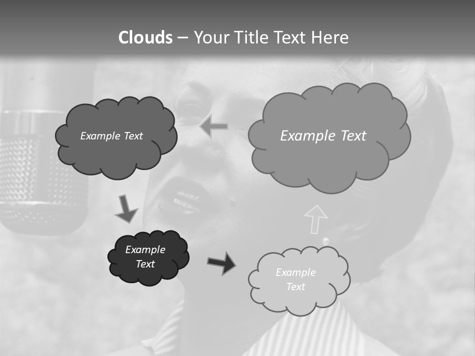 Girl Singing Black And White Photo PowerPoint Template