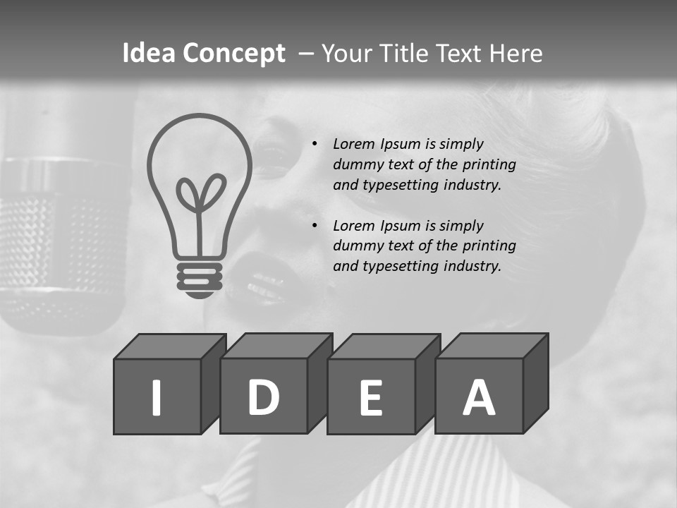 Girl Singing Black And White Photo PowerPoint Template