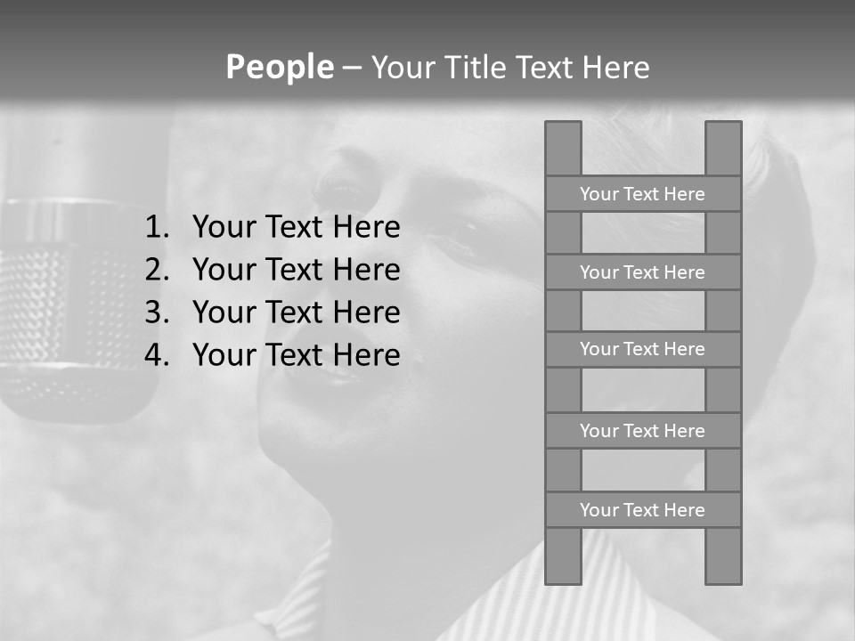 Girl Singing Black And White Photo PowerPoint Template