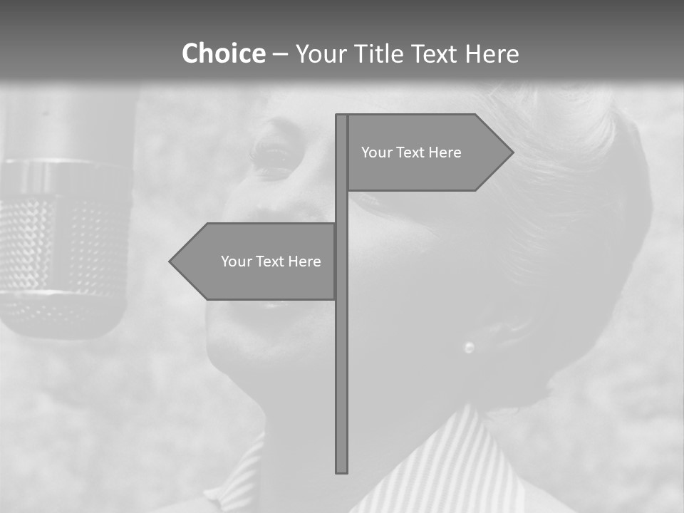 Girl Singing Black And White Photo PowerPoint Template