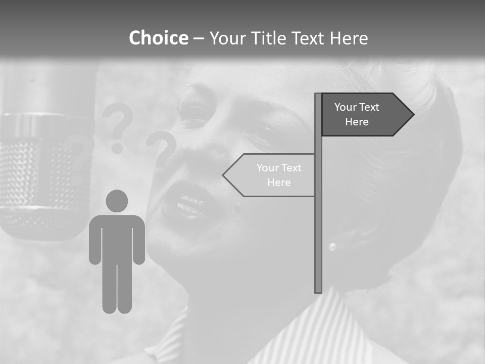 Girl Singing Black And White Photo PowerPoint Template