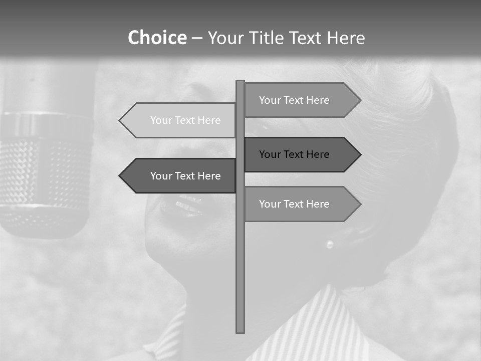 Girl Singing Black And White Photo PowerPoint Template