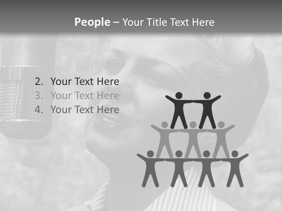 Girl Singing Black And White Photo PowerPoint Template