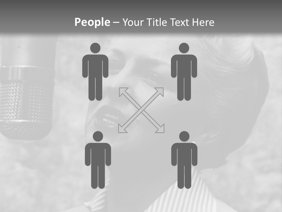 Girl Singing Black And White Photo PowerPoint Template