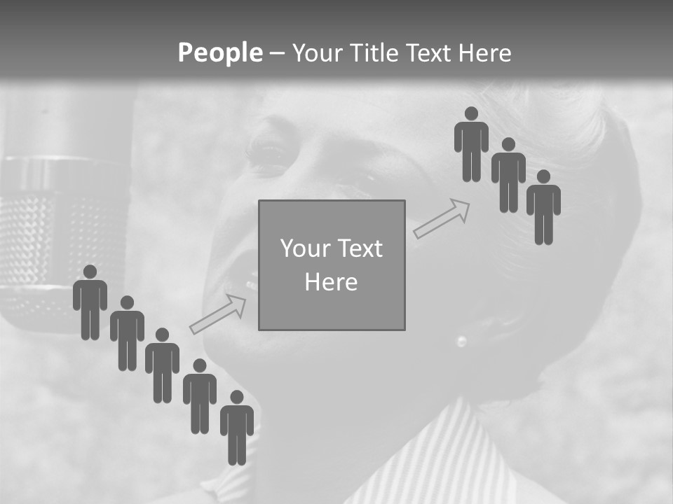 Girl Singing Black And White Photo PowerPoint Template