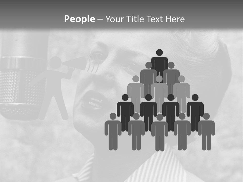 Girl Singing Black And White Photo PowerPoint Template