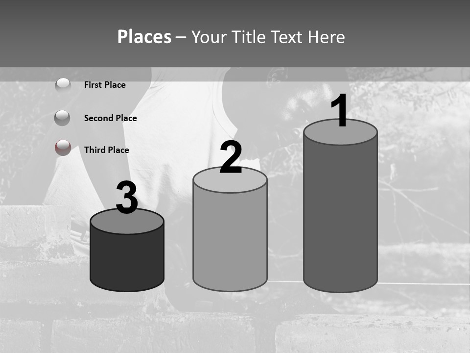 Black Guy Builds A Wall Of Black And White Background PowerPoint Template